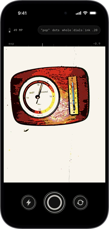 the viewfinder — the drawing, being made