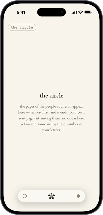 the circle before anyone is in it — newest first, and it ends